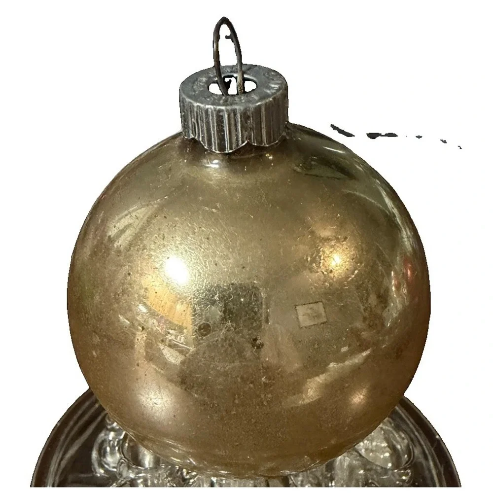 Vintage Shiny Brite Gold Glass Ball Christmas Ornament 2.25